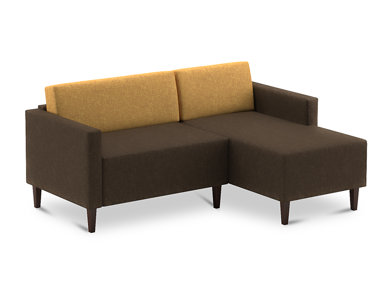 L Shape Sofa Echo Corner Right Chase In Brown And Gold Colour